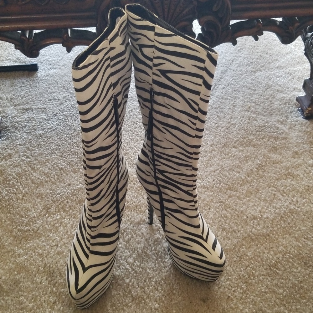 Zebra print stiletto boot